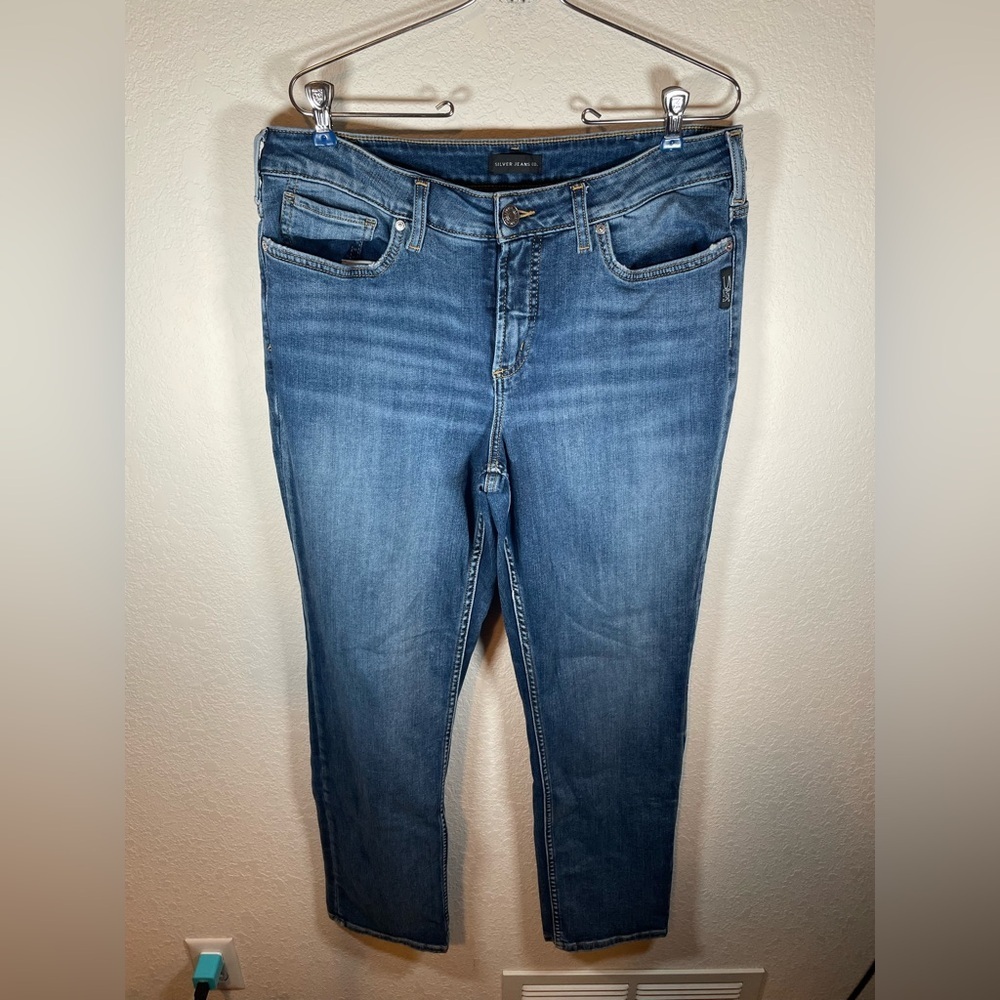 Silver Jeans Avery Blue Straight Leg Women's Jeans - Picture 3 of 9